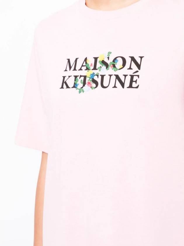 Flower Logo Print Short Sleeve T-Shirt Pink - MAISON KITSUNE - BALAAN 6