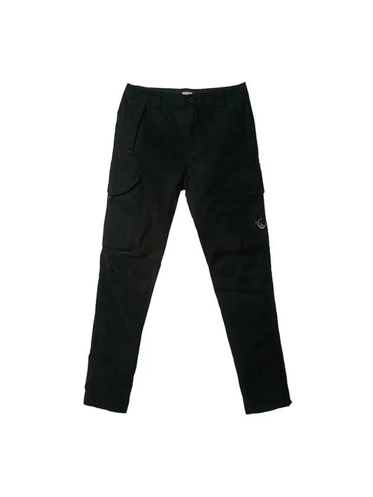 Men's Satin Flap Cargo Straight Pants Black - CP COMPANY - BALAAN.