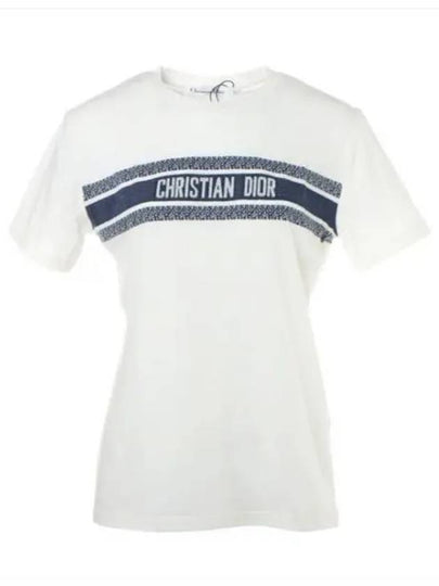 Embroidered Logo Cotton Short Sleeve T-Shirt White - DIOR - BALAAN 2