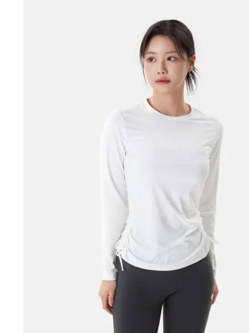 Women s Shirring Long Sleeve T Shirt Ivory SP322UTL79 - DESCENTE - BALAAN 1