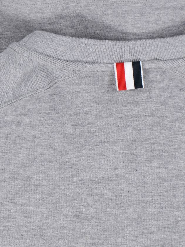 4-Bar Striped Cotton Short Sleeve T-Shirt Light Grey - THOM BROWNE - BALAAN 5