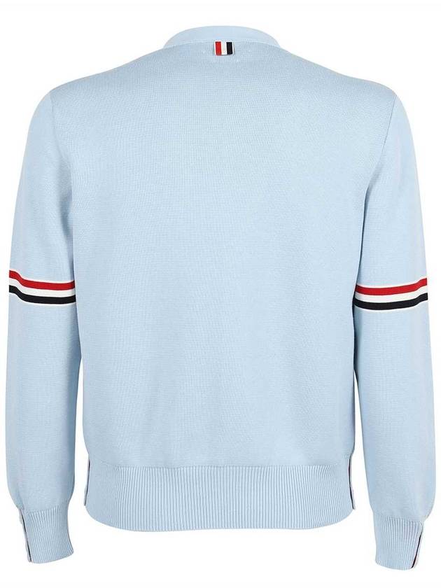 Milano Stitch Sprite Armband Cotton V-neck Cardigan Light Blue - THOM BROWNE - BALAAN 3