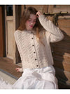 unbalanced button boat neck wool cardigan beige - LETTER FROM MOON - BALAAN 1