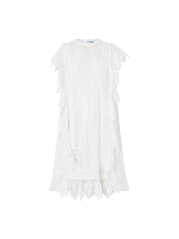 Lace Tulle Short Dress White - BURBERRY - BALAAN 1