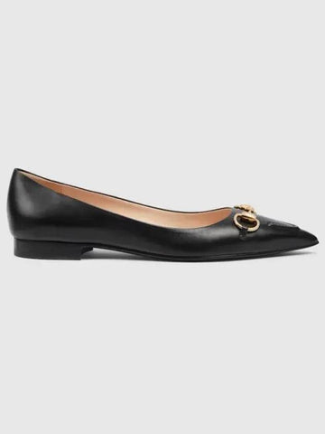 Women's Horsebit Leather Ballerina Black - GUCCI - BALAAN 1