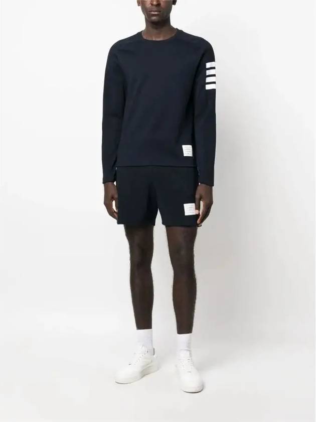 4-Bar Striped Cotton Long Sleeve T-Shirt Navy - THOM BROWNE - BALAAN 7