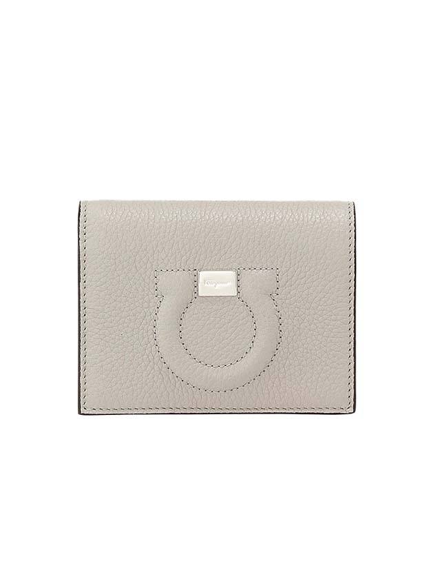 Gancini Logo Half Wallet Beige - SALVATORE FERRAGAMO - BALAAN 1