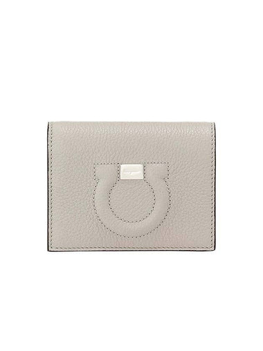 Gancini Logo Half Wallet Beige - SALVATORE FERRAGAMO - BALAAN 1