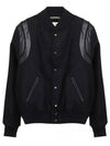 Women's Wool Varsity Bomber Jacket Black - SAINT LAURENT - BALAAN 2