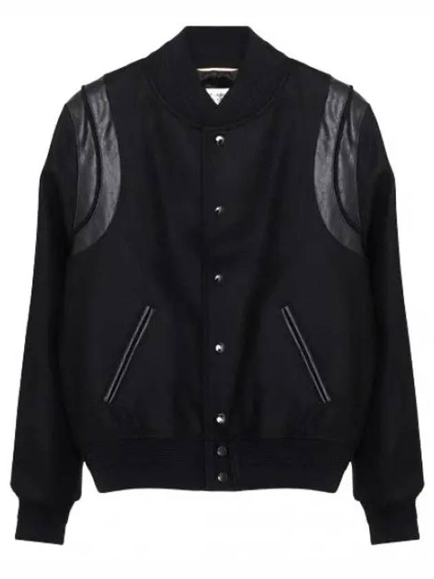 Women's Wool Varsity Bomber Jacket Black - SAINT LAURENT - BALAAN 2