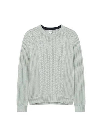 Cashmere Cotton Cable Knit Light Mint - PAUL SMITH - BALAAN 1