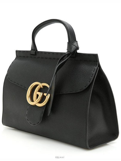 421890 GG Marmont Top Handle Flap Bag Black Gold - GUCCI - BALAAN 2