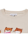 Surfing Foxes Logo Print Short Sleeve T-Shirt Beige - MAISON KITSUNE - BALAAN 5