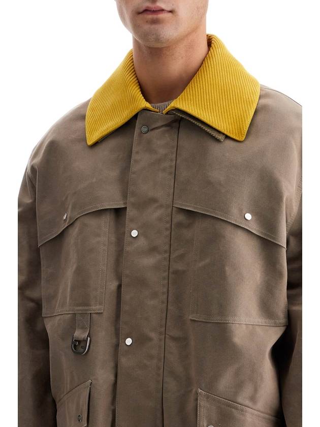 Waxed Cotton Blouson Jacket Beige - FENDI - BALAAN 5