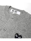 Play Women's Black Wappen U-Neck Wool Cardigan Gray - COMME DES GARCONS - BALAAN 4