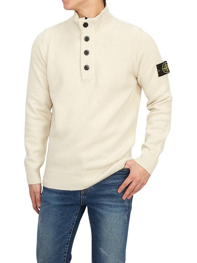 Wappen Patch Button Knit Top Ivory - STONE ISLAND - BALAAN 6