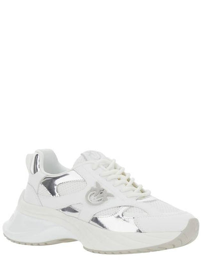 'Ariel 15' White Sneakers With Mirror Panels And Logo Patch On The Tongue In Tech Fabric Woman - PINKO - BALAAN 2