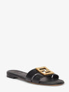 F Fold Leather Sandals Black - FENDI - BALAAN 3