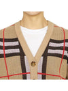 V-Neck Checked Technical Cotton Cardigan Archive Beige - BURBERRY - BALAAN 7