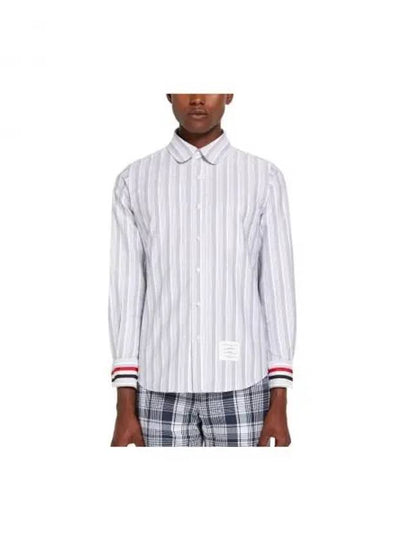 Three Stripes Cuff Striped Oxford Long Sleeve Shirt White - THOM BROWNE - BALAAN 2