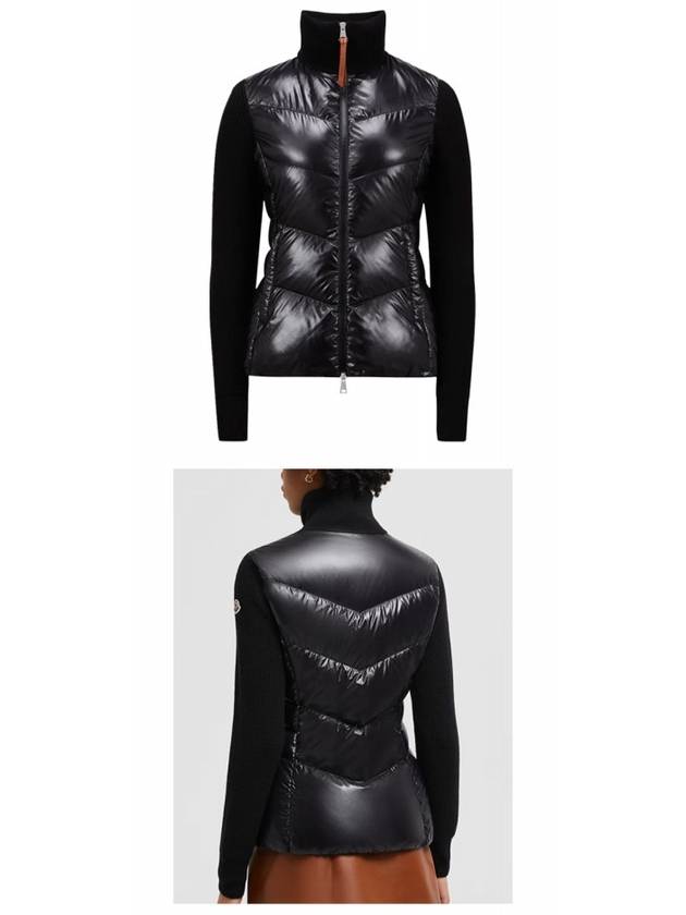 Logo patch knit down mix zip up black women s jacket 9B00041 M1241 999 TFS - MONCLER - BALAAN 4