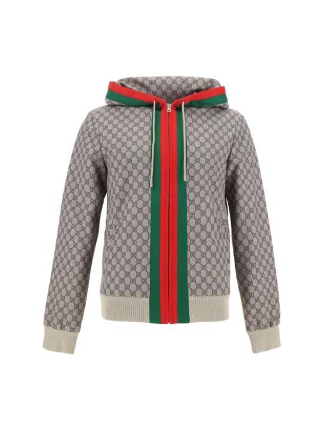 Web Technical Jersey Zip Jacket Beige Ebony - GUCCI - BALAAN 2