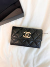 CC logo flap caviar card wallet black - CHANEL - BALAAN 7