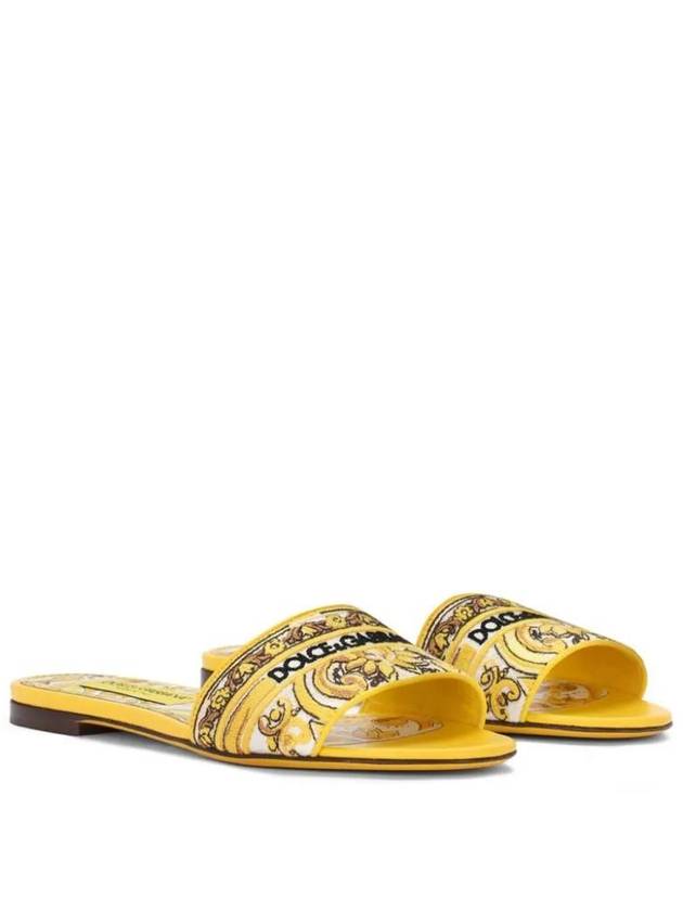 Dolce & Gabbana Bianca Slide Sandals With Majolica Print - DOLCE&GABBANA - BALAAN 2