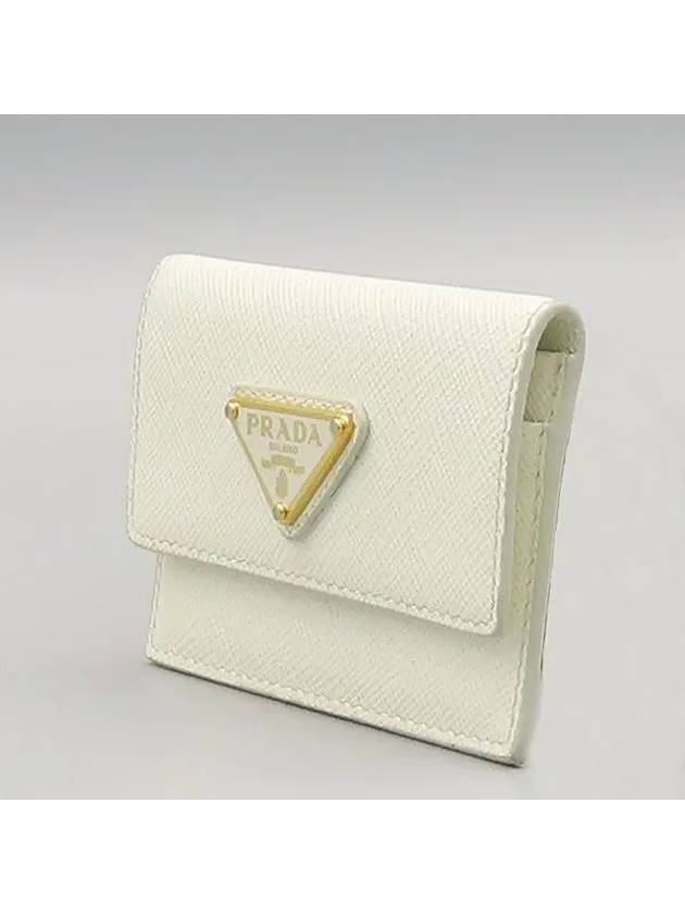 2MF028 QHH F0009 Saffiano White Leather Card Holder Wallet - PRADA - BALAAN 2