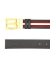 B Bold Buckle Leather Belt Red Black - BALLY - BALAAN 3