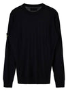 Logo Patch Round Neck Knit Top Black - STONE ISLAND - BALAAN 3