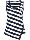 Striped Asymmetric Sleeveless White Black - MONCLER - BALAAN 1