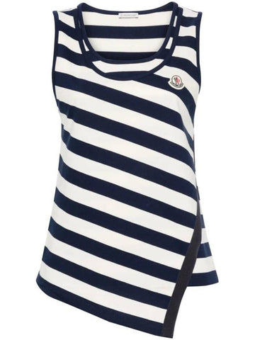 Striped Asymmetric Sleeveless White Black - MONCLER - BALAAN 1