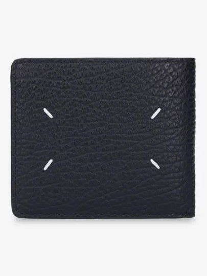 Stitched Leather Bifold Half Wallet Black - MAISON MARGIELA - BALAAN 2