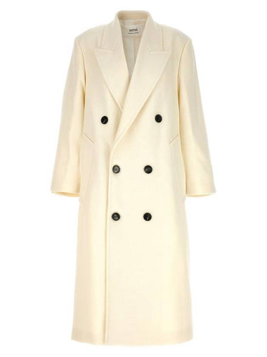 Breasted Double Coat White - AMI - BALAAN 1