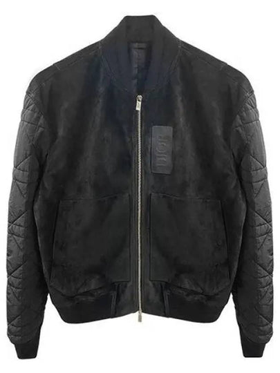 Men's Zipper Varsity Calfskin Bomber Jacket Black - DIOR - BALAAN 2