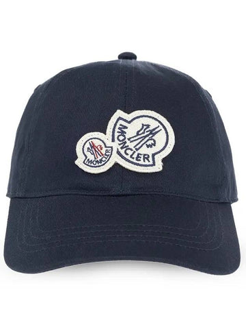 Double Logo Patch Ball Cap Night Blue - MONCLER - BALAAN.