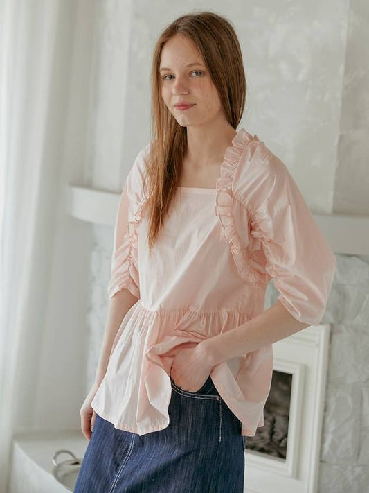 24SS Women's Frill Blouse Pink GODO BLOUSE - TINA BLOSSOM - BALAAN 2