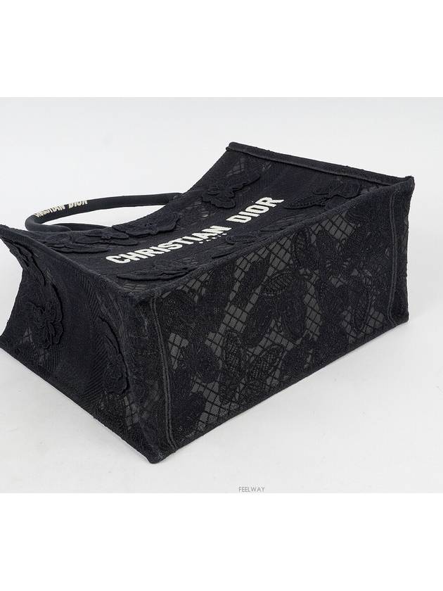 Book Tote Medium D Lace Butterfly Macrame Effect Black 74474 - DIOR - BALAAN 4