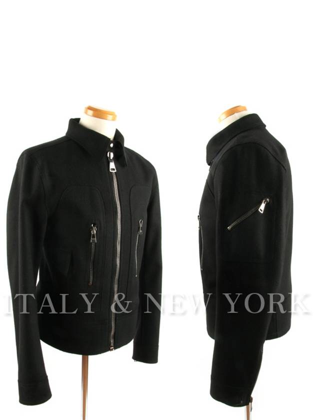 Zip Detail Wool Zip-Up Jacket Black - DOLCE&GABBANA - BALAAN 1