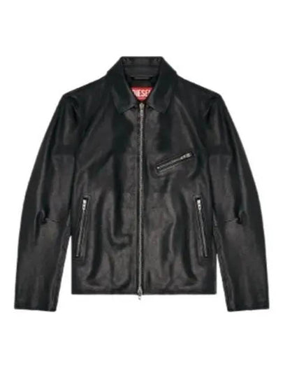 L Korn Leather Jacket Black - DIESEL - BALAAN 2