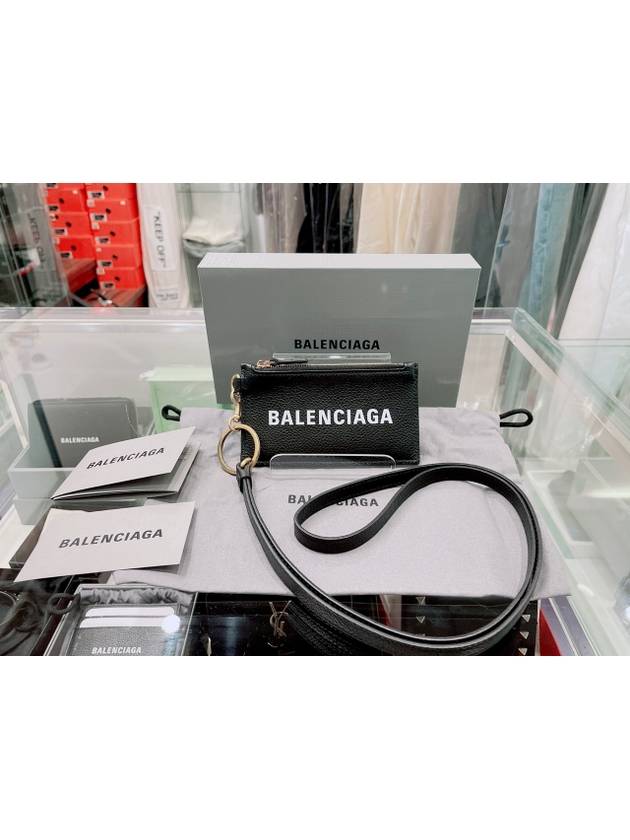 Cash Keyring Card Case Black Silver - BALENCIAGA - BALAAN.