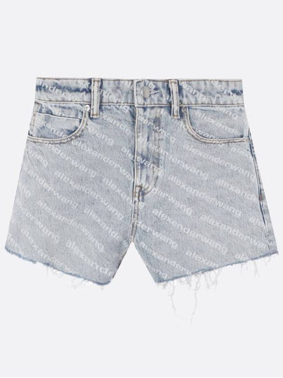 All-Over Logo Bite High Waist Denim Shorts Blue - ALEXANDER WANG - BALAAN 2