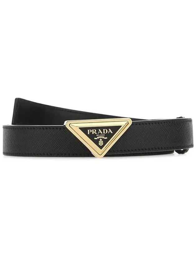 Triangle Logo Buckle Leather Belt Black - PRADA - BALAAN 2