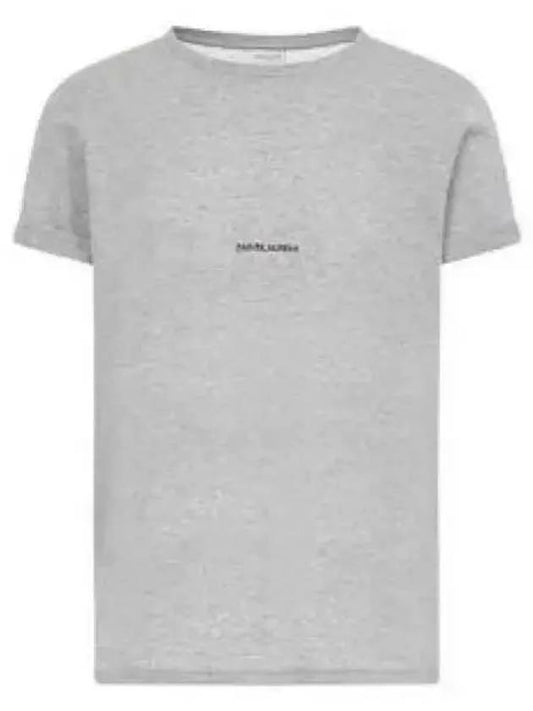 Men's Small Logo Short Sleeve T-Shirt Grey - SAINT LAURENT - BALAAN 2