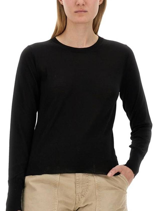 Round Neck Wool Knit Top Black - GOLDEN GOOSE - BALAAN 5