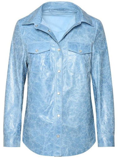 Salvatore Santoro Light Blue Leather Shirt - SALVATORE SANTORO - BALAAN 1