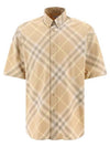 Check Short Sleeve Shirt Beige - BURBERRY - BALAAN 2