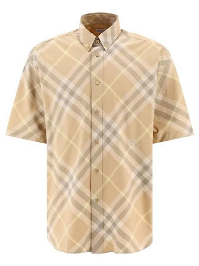 Check Short Sleeve Shirt Beige - BURBERRY - BALAAN 2