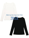 Ribbed Long Sleeve Square Neck T Shirts 2COLOR - LE SOLEIL MATINEE - BALAAN 2